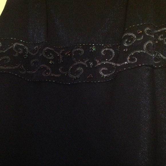 Formal blue tiered beaded dress, plus size - Picture 3 of 8